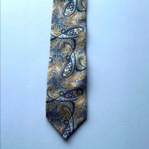 Stafford Blue and Tan Paisley 100% Silk Tie